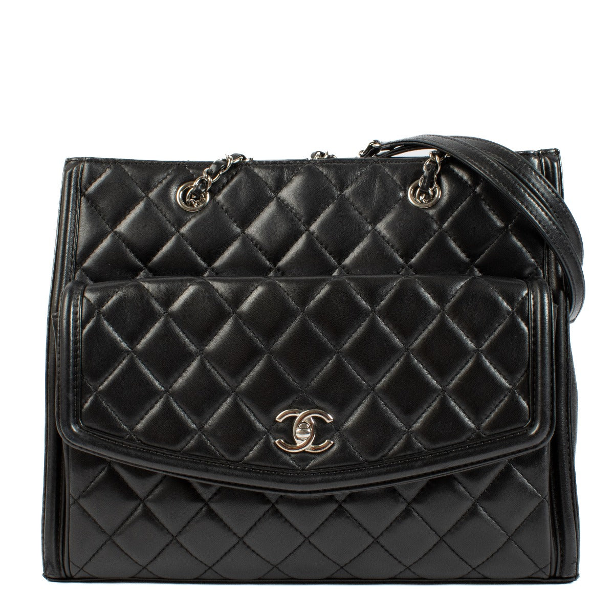 Chanel Black Lambskin Geometric Tote Bag