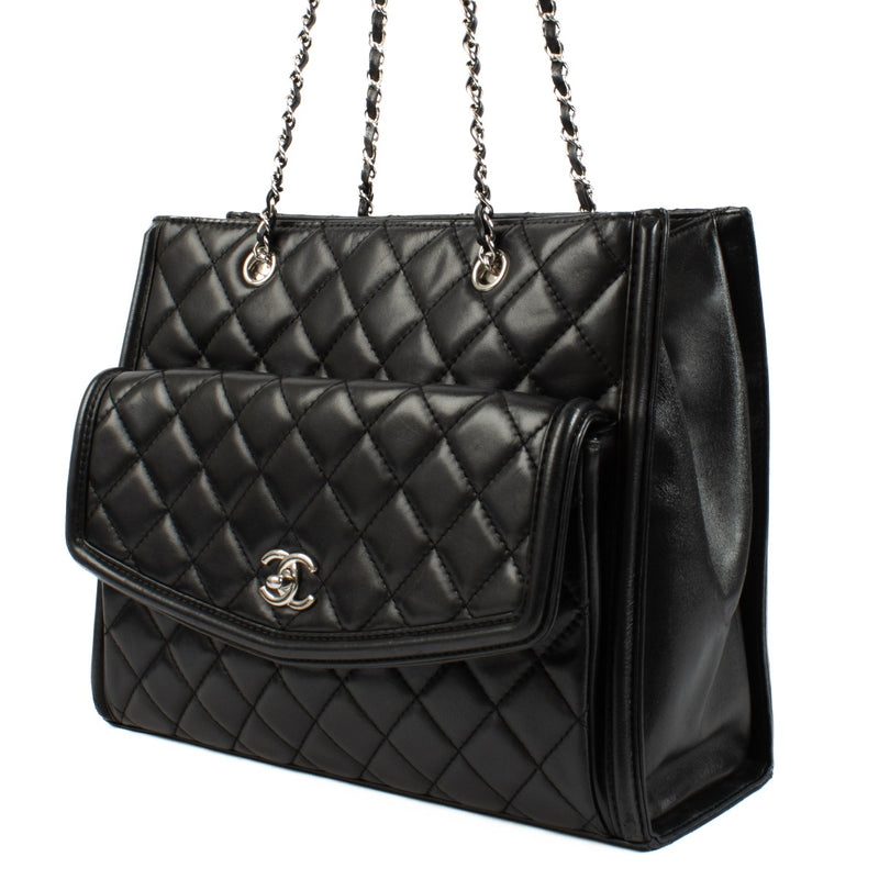 Chanel Black Lambskin Geometric Tote Bag