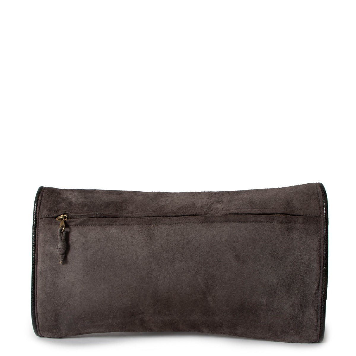 Bottega Veneta Vintage Grey Velvet Lizard Trim Envelope Clutch