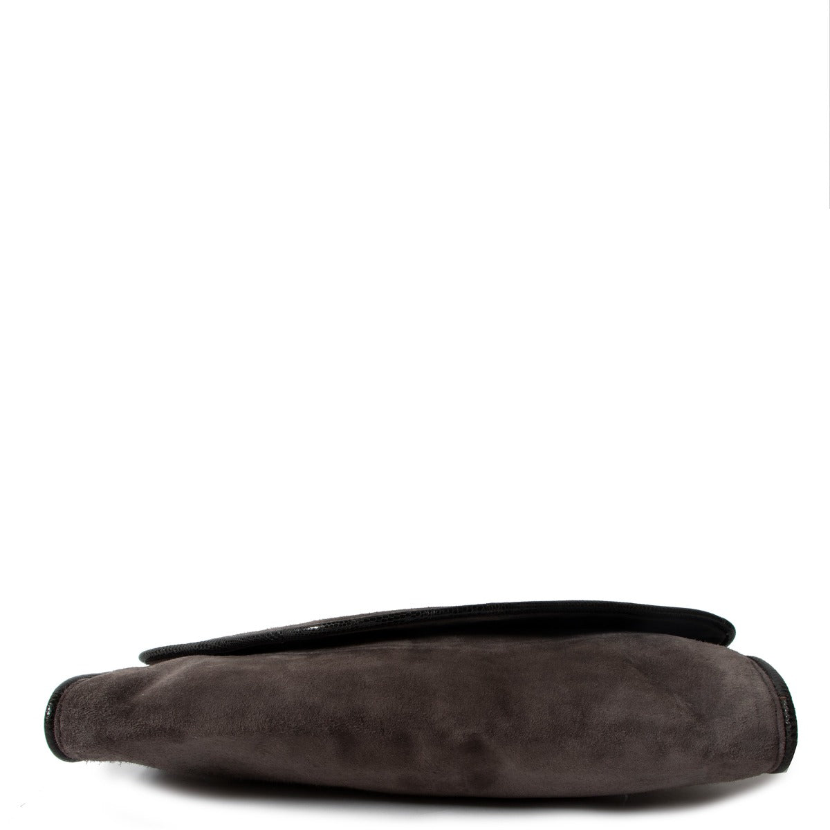 Bottega Veneta Vintage Grey Velvet Lizard Trim Envelope Clutch