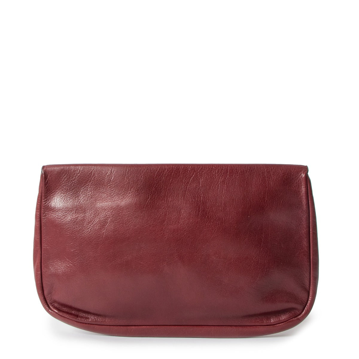 Pochette à rabat Delvaux vintage en cuir bordeaux avec pendentif