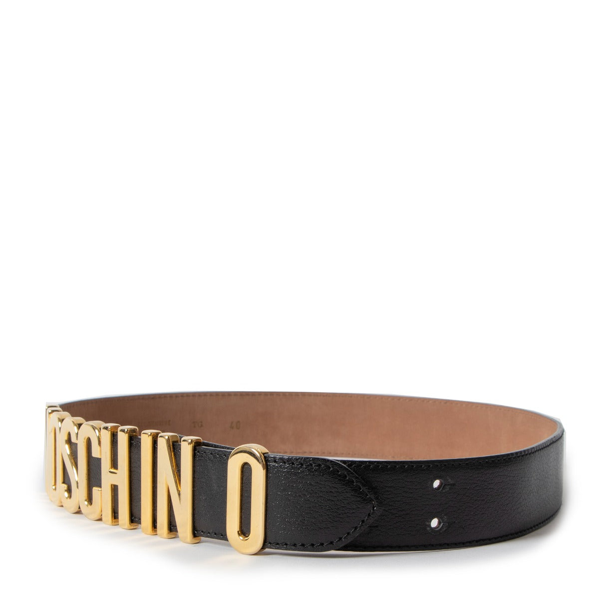 Moschino Black Leather Lettering Logo Belt