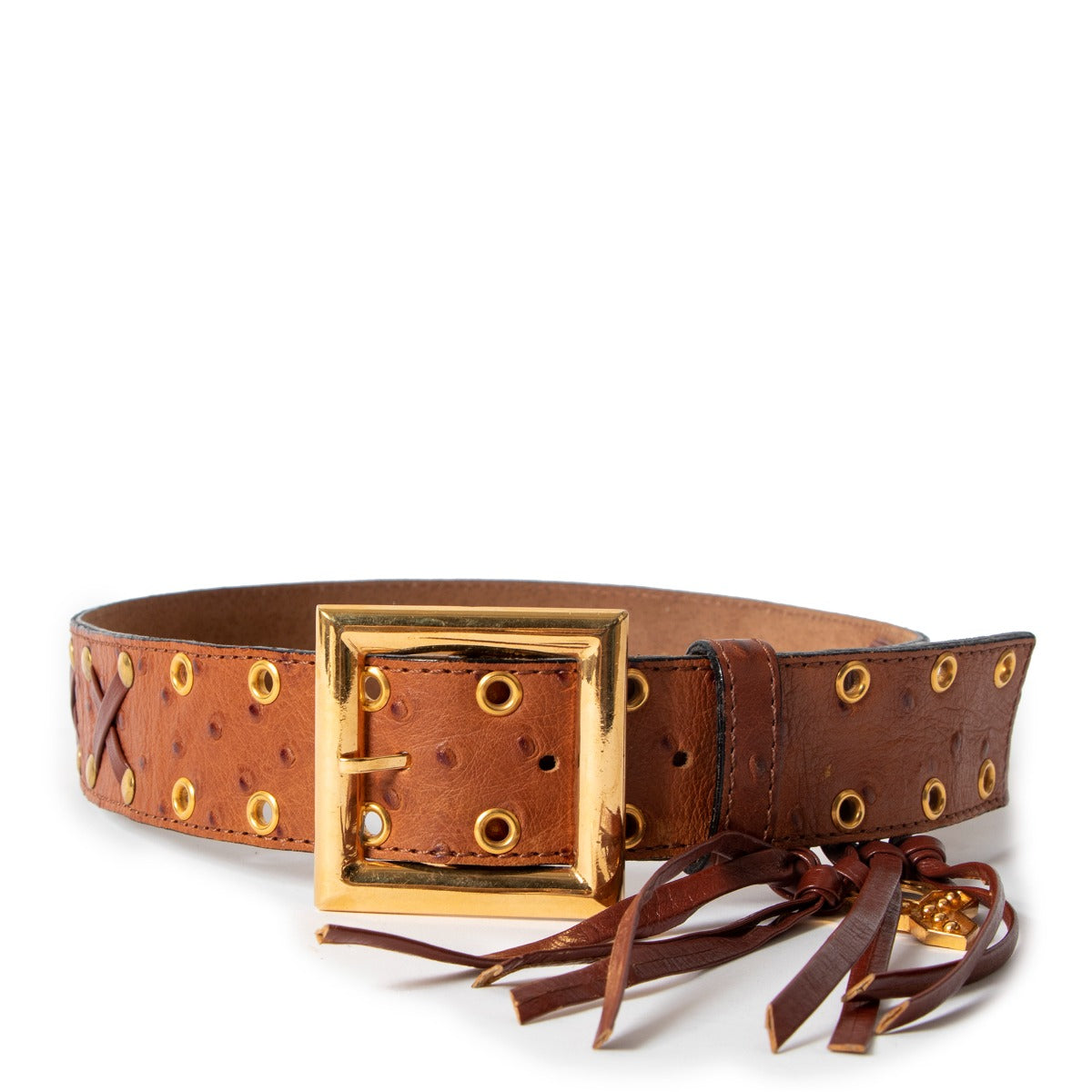 Yves Saint Laurent Vintage Ostrich Western Tassel Belt