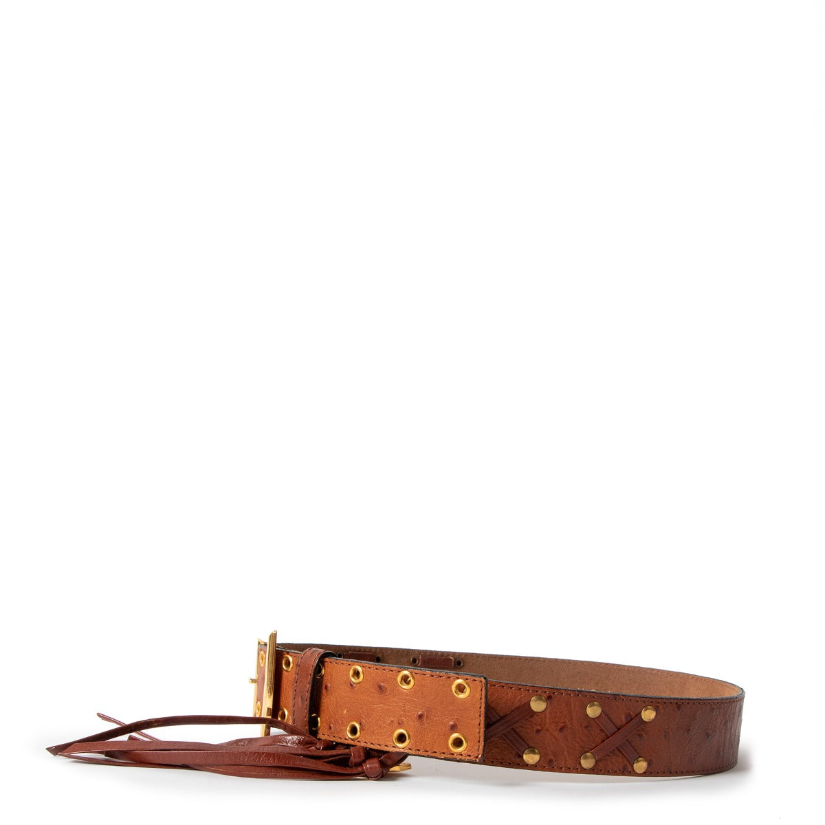 Yves Saint Laurent Vintage Ostrich Western Tassel Belt