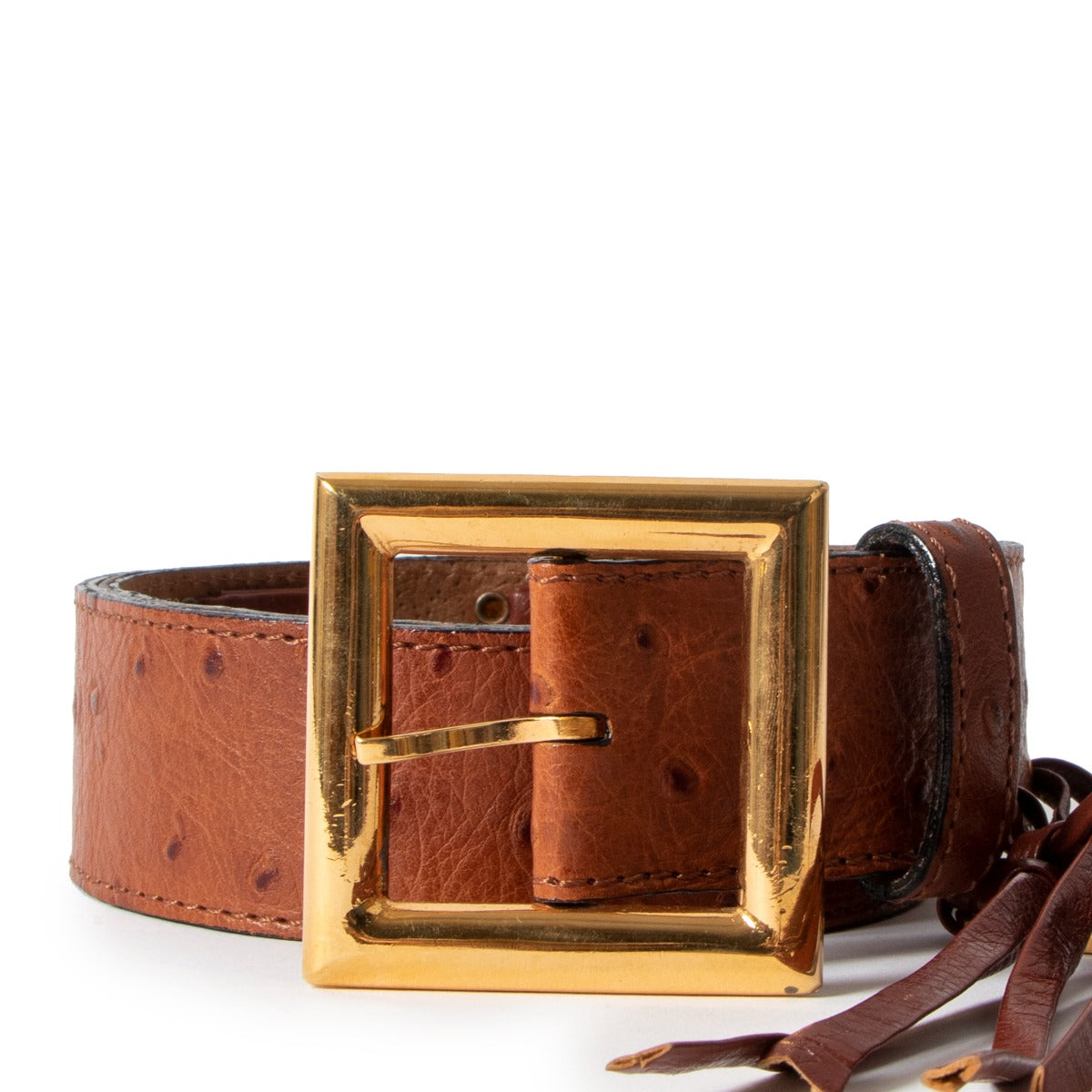 Yves Saint Laurent Vintage Ostrich Western Tassel Belt