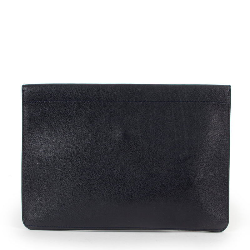 Delvaux Blauw Leren Pochette Clutch