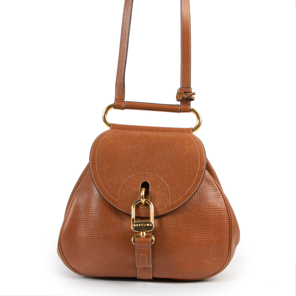 Delvaux Cognac Cerceau Shoulder Bag