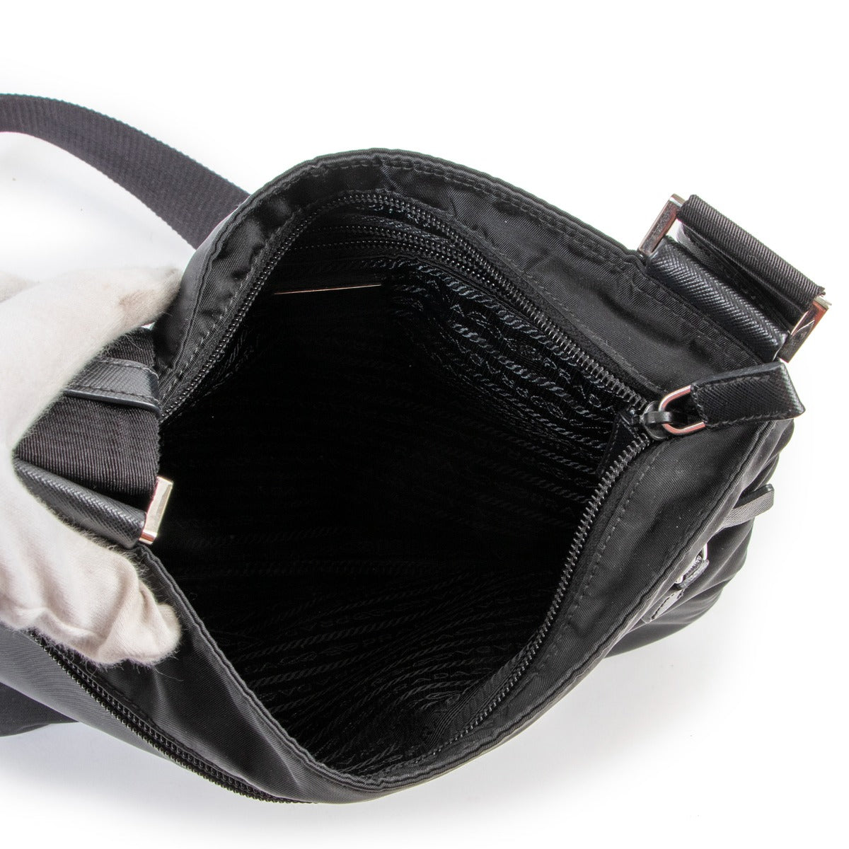 Shop second hand authentic luxury designer vintage Prada Black Nylon Messenger Bag at Labellov