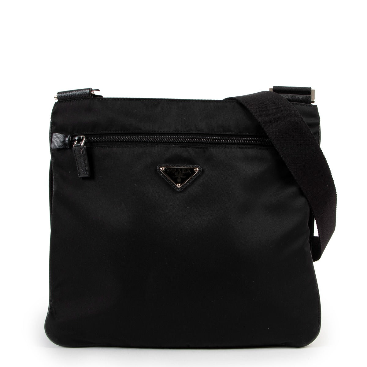 Shop second hand authentic luxury designer vintage Prada Black Nylon Messenger Bag at Labellov