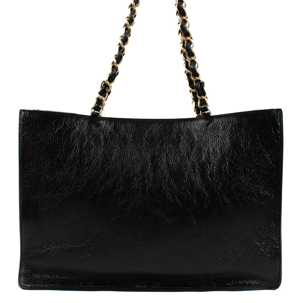 Sac cabas Chanel Grand Shopping en veau vieilli noir brillant