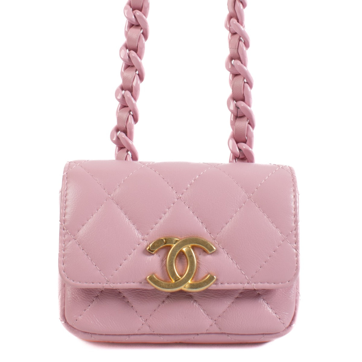 Shop safe online at Labellov in Antwerp, Brussels and Knokke this 100% authentic second hand Chanel Lilac Melody Micro Belt Waist Bag