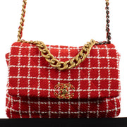 Shop safe online at Labellov in Antwerp, Brussels and Knokke this 100% authentic second hand Chanel Red Tweed Large 19 Bag. Veilig online tweedehands authentieke Chanel Red Tweed Large 19 Bag handtas kopen bij Labellov.