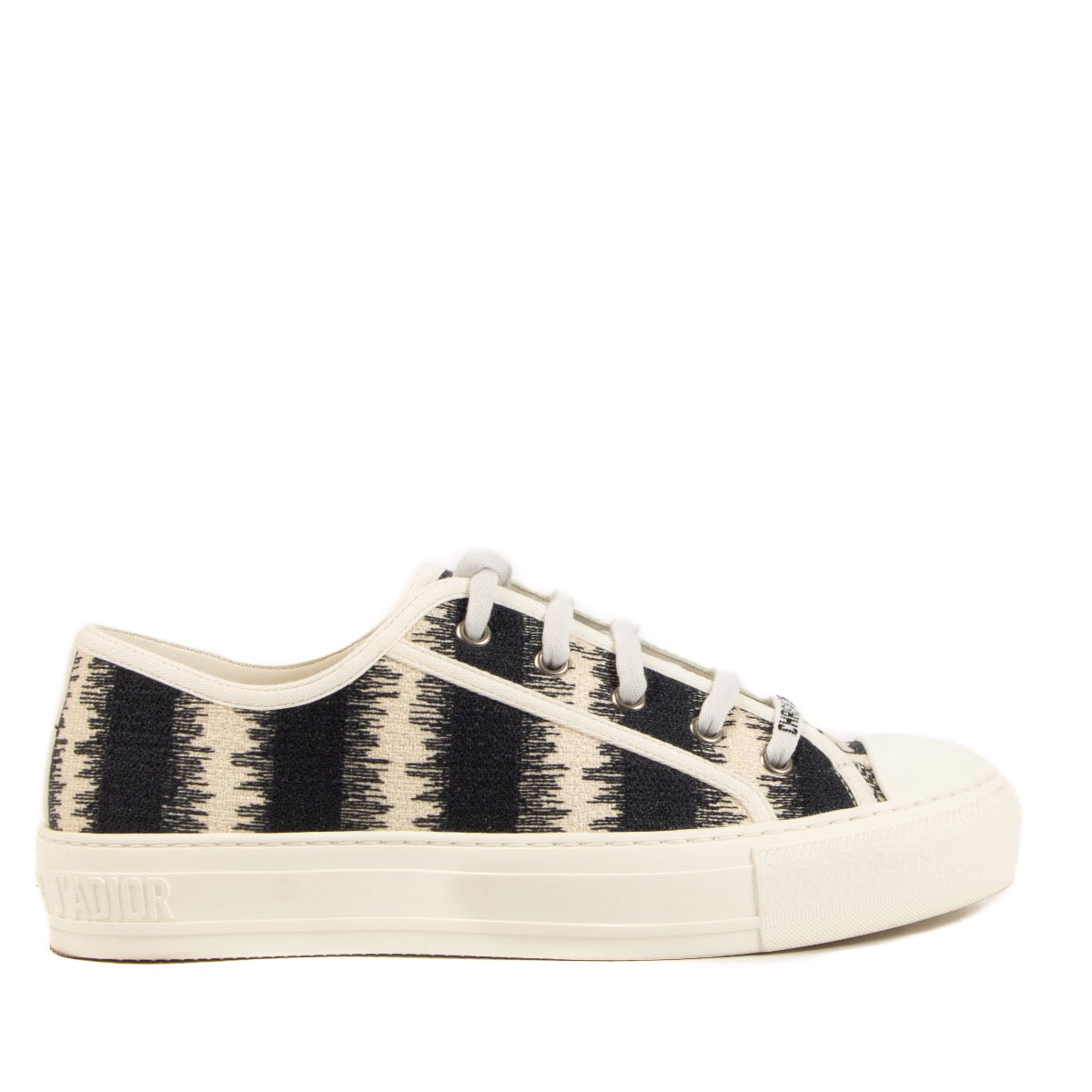 Shop safe online at Labellov these 100% authentic second hand Christian Dior Blue and White Striped Canvas Walk'n' Dior Sneakers - size 38