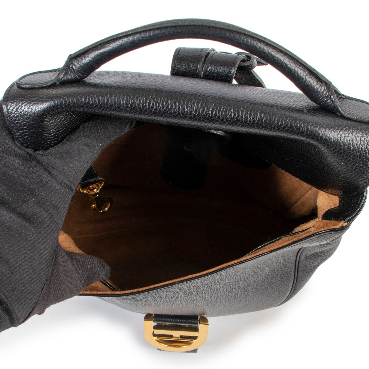 Black leather with spacious interior crossbody by Delvaux on safe website