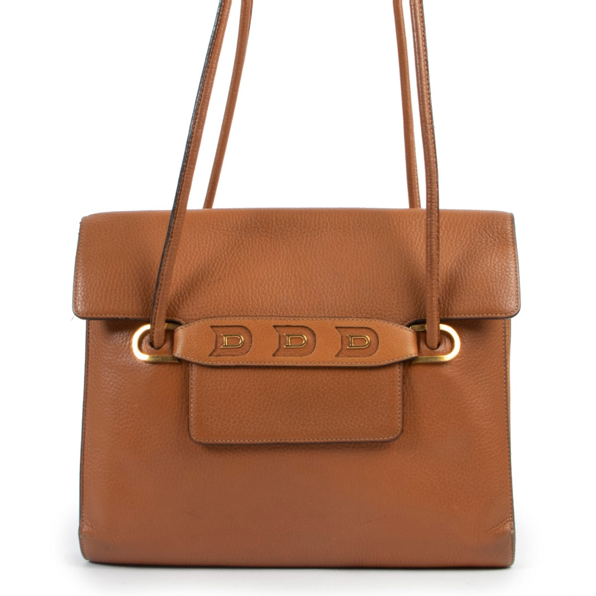 Delvaux Cognac Leather DDD Shoulder bag for sale on Labellov Luxury