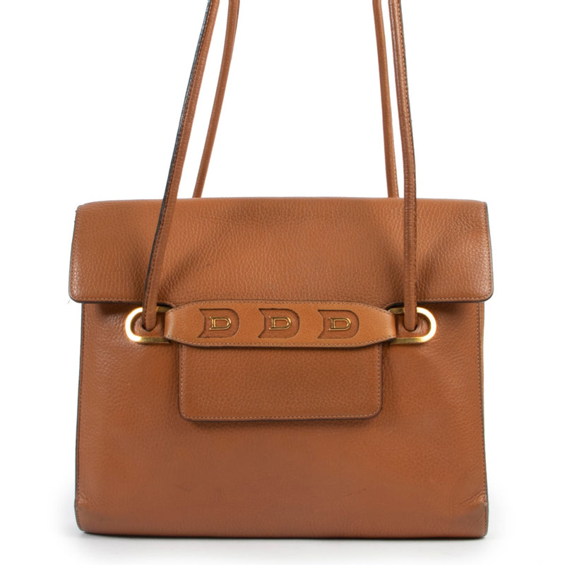 Delvaux Cognac Leather DDD Shoulder bag for sale on Labellov Luxury