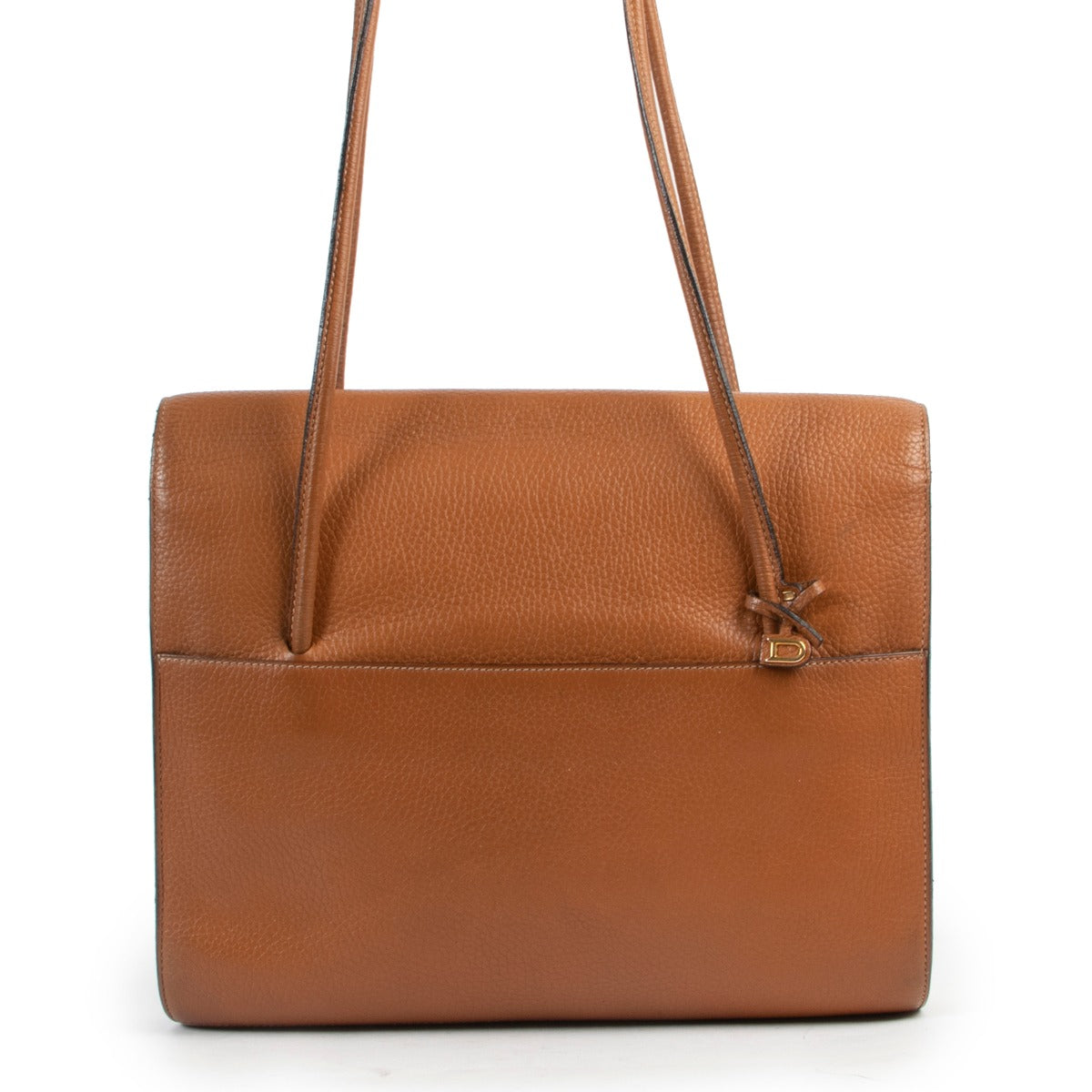 Preloved Delvaux Cognac Leather DDD Shoulder bag on safe designer bag site