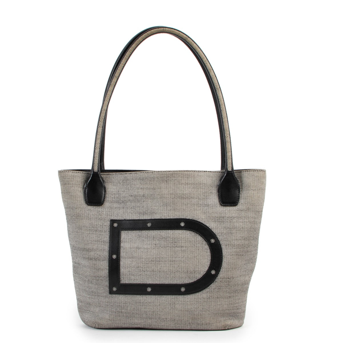 Toile de cuir shoulder bag in black and white by Delvaux