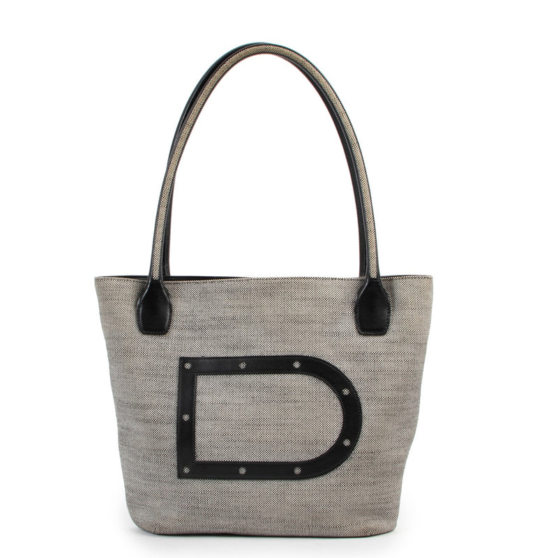 Toile de cuir shoulder bag in black and white by Delvaux