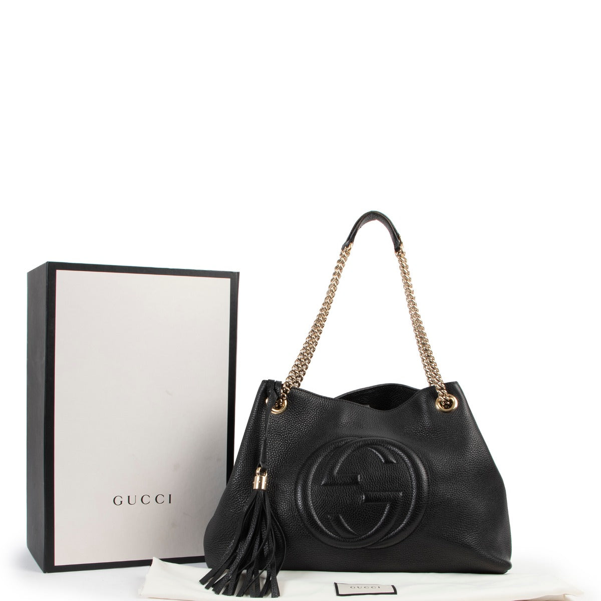 Get this Gucci Soho Black Tote Shoulder Bag at Labellov in good condition online or in store in Antwerp.