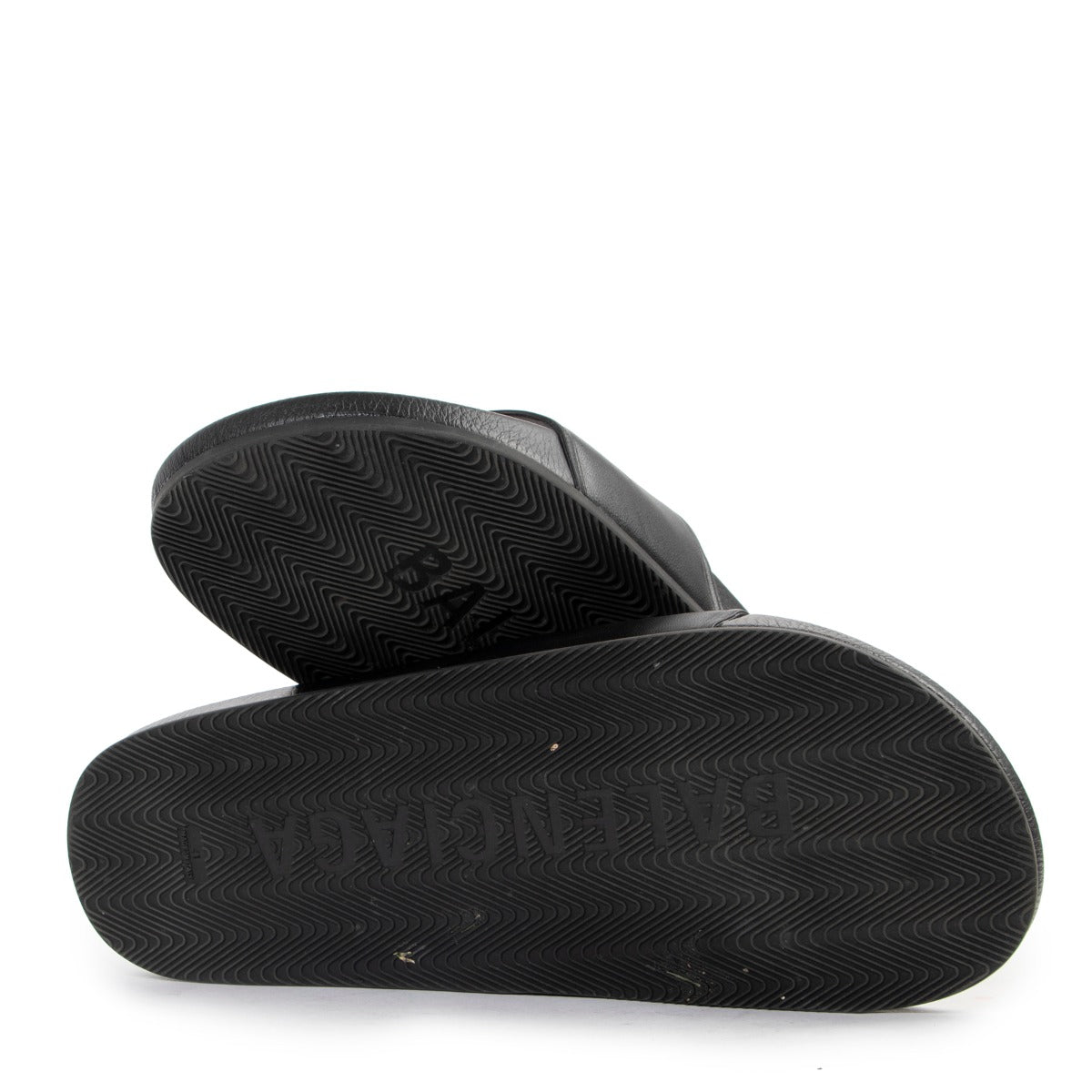 Balenciaga Black Political Campaign Logo Leather Slides