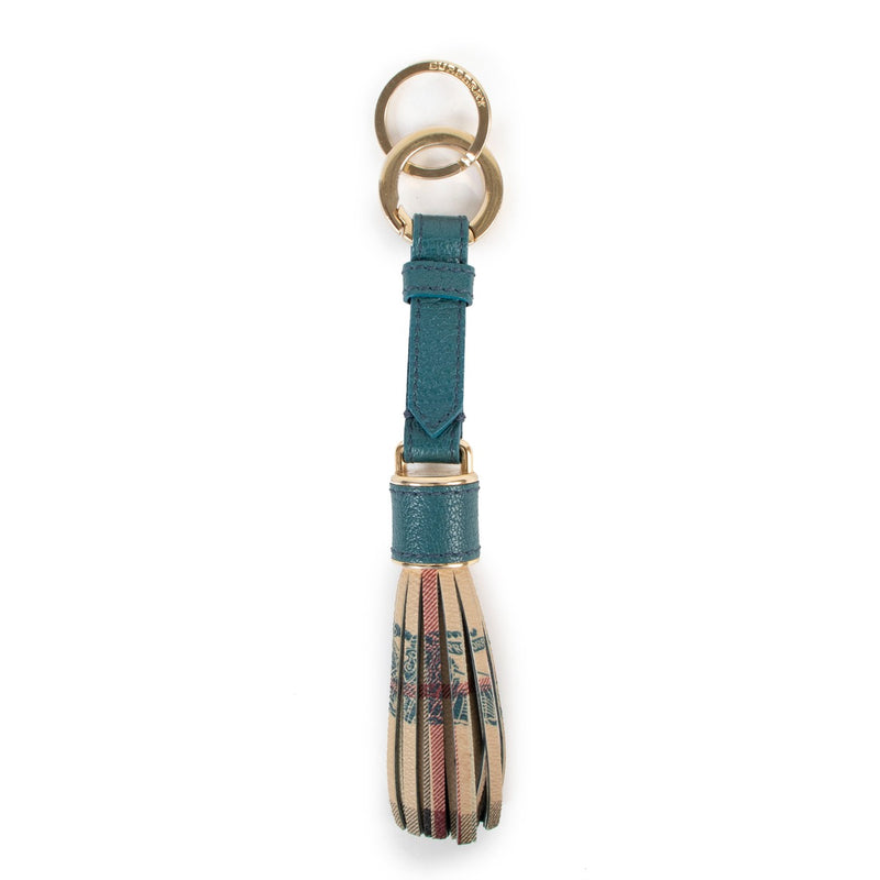 Buy online an authentic second hand Burberry blue monogram tassel keychain in very good condition at Labellov in Antwerp.