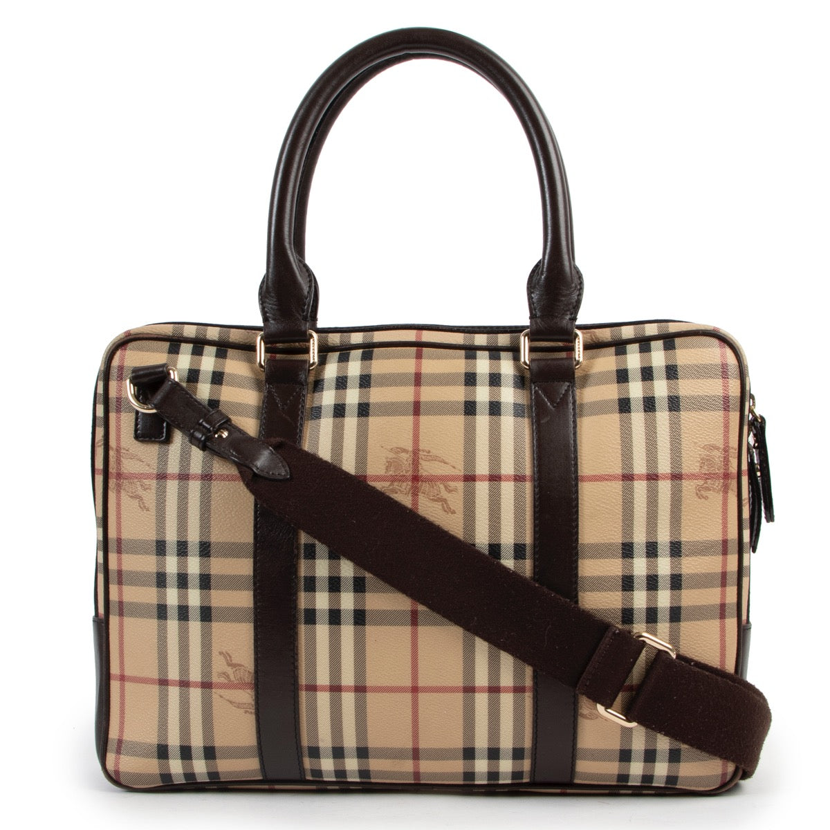 Shop safe online 100% authentic second hand Burberry Checked Canvas Laptop Case Crossbody at the right price at Labellov in Antwerp.