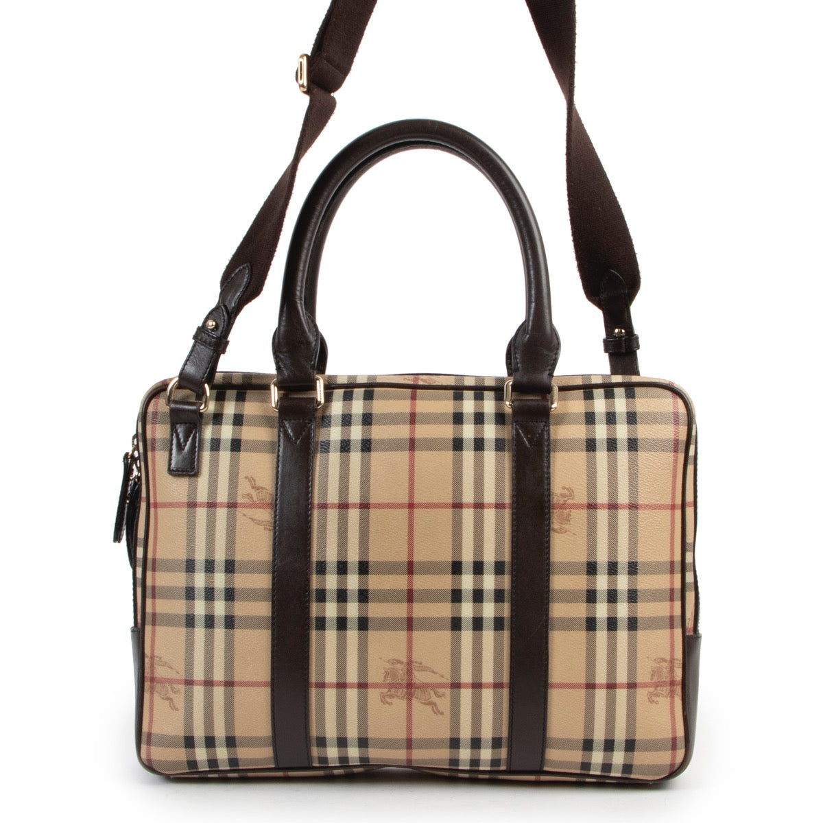 Shop safe online 100% authentic second hand Burberry Checked Canvas Laptop Case Crossbody at the right price at Labellov in Antwerp.