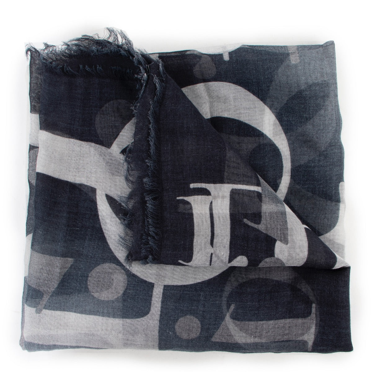 Shop safe online 100% authentic second hand Christian Dior Dark Blue Cotton Scarf