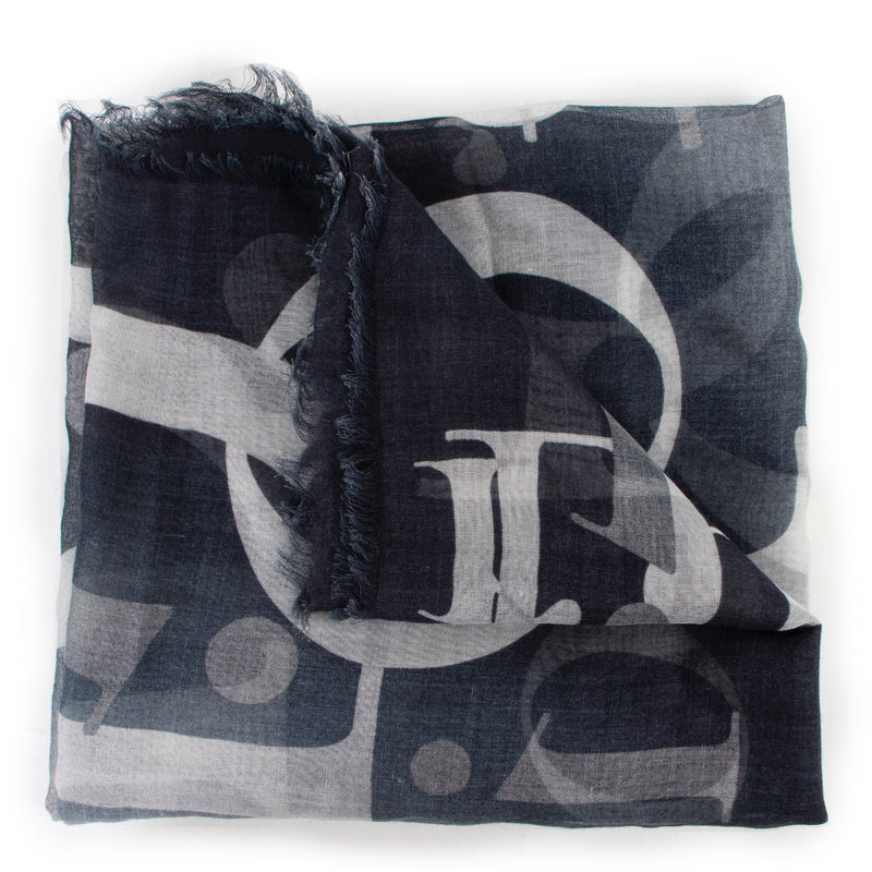 Shop safe online 100% authentic second hand Christian Dior Dark Blue Cotton Scarf