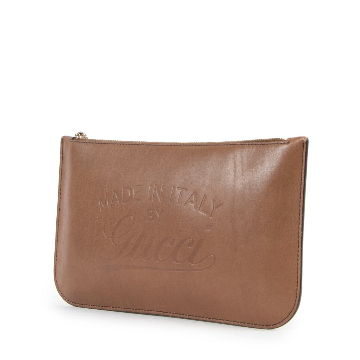 Gucci Brown Leather Logo Clutch