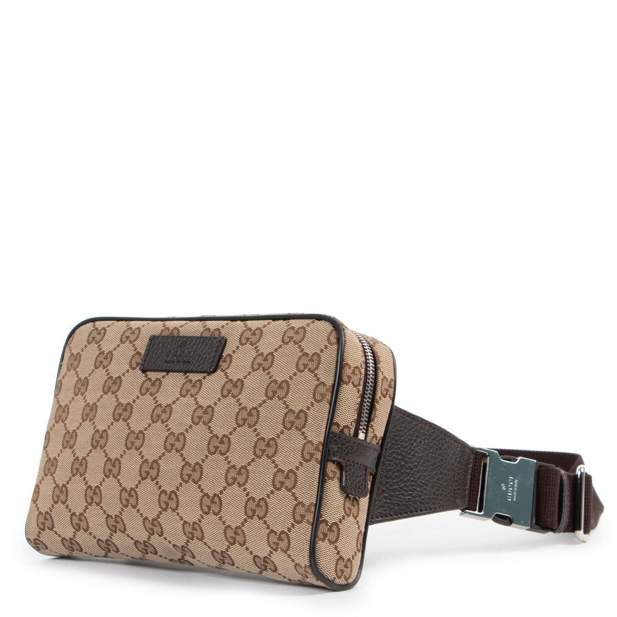 Shop safe online 100% authentic second hand Gucci Monogram Canvas Belt Bag in very good condition at the right price at Labellov in Antwerp.