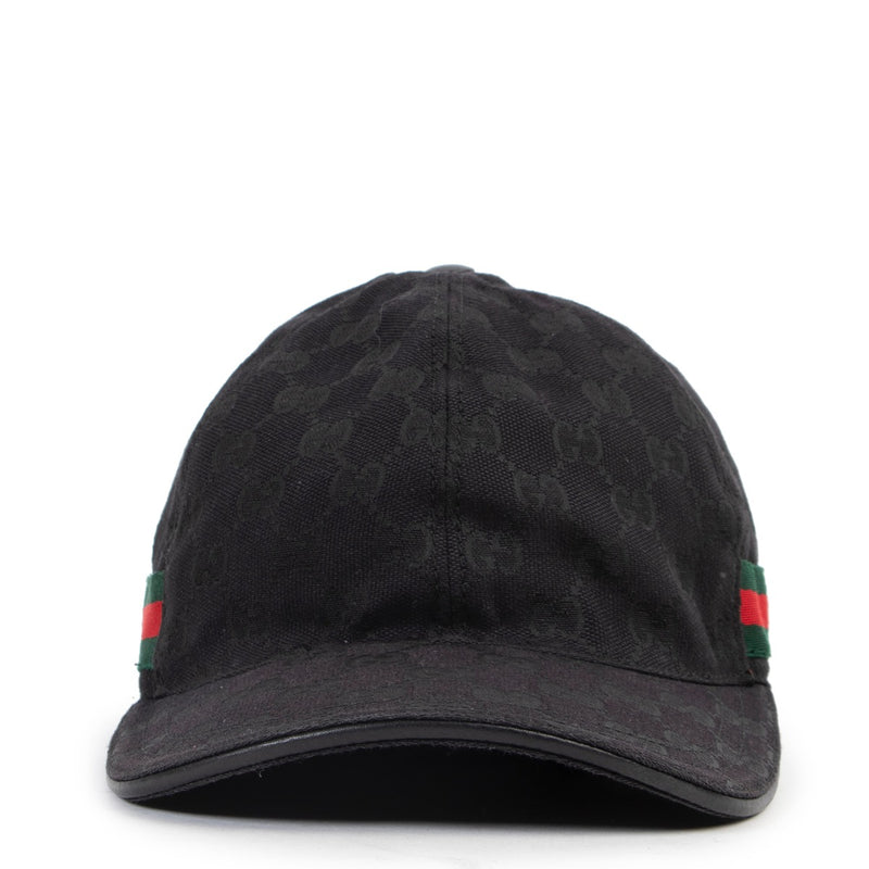 Shop safe online 100% authentic second hand Gucci Black Monogram Canvas Cap - Size S at Labellov in Antwerp.