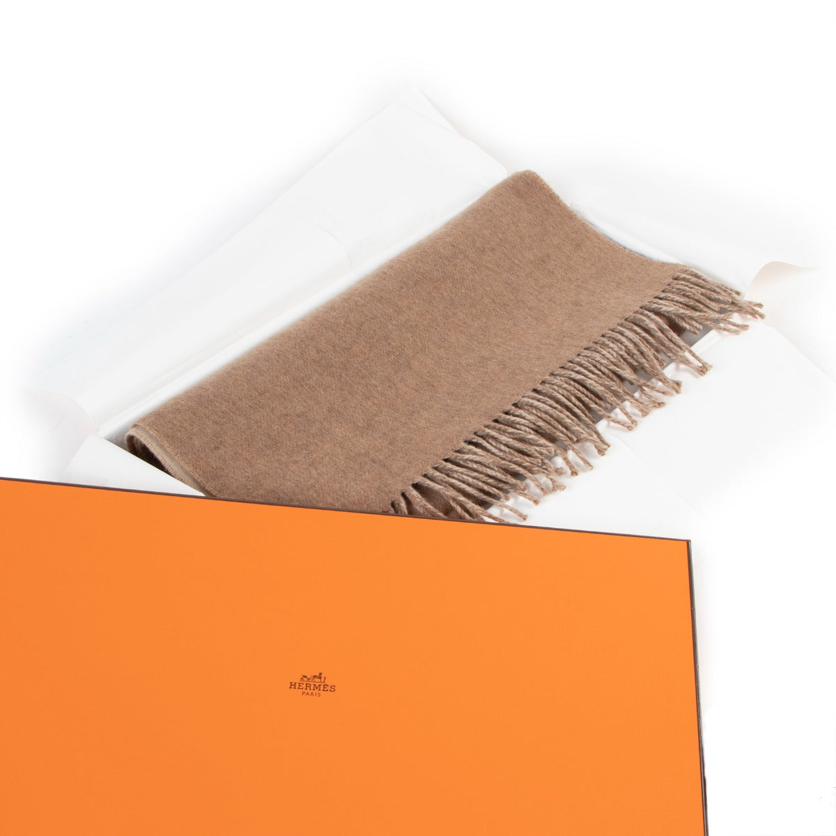 Hermès Reversible Recto-Verso Muffler Marron Glacé/Craie Cashmere Scarf