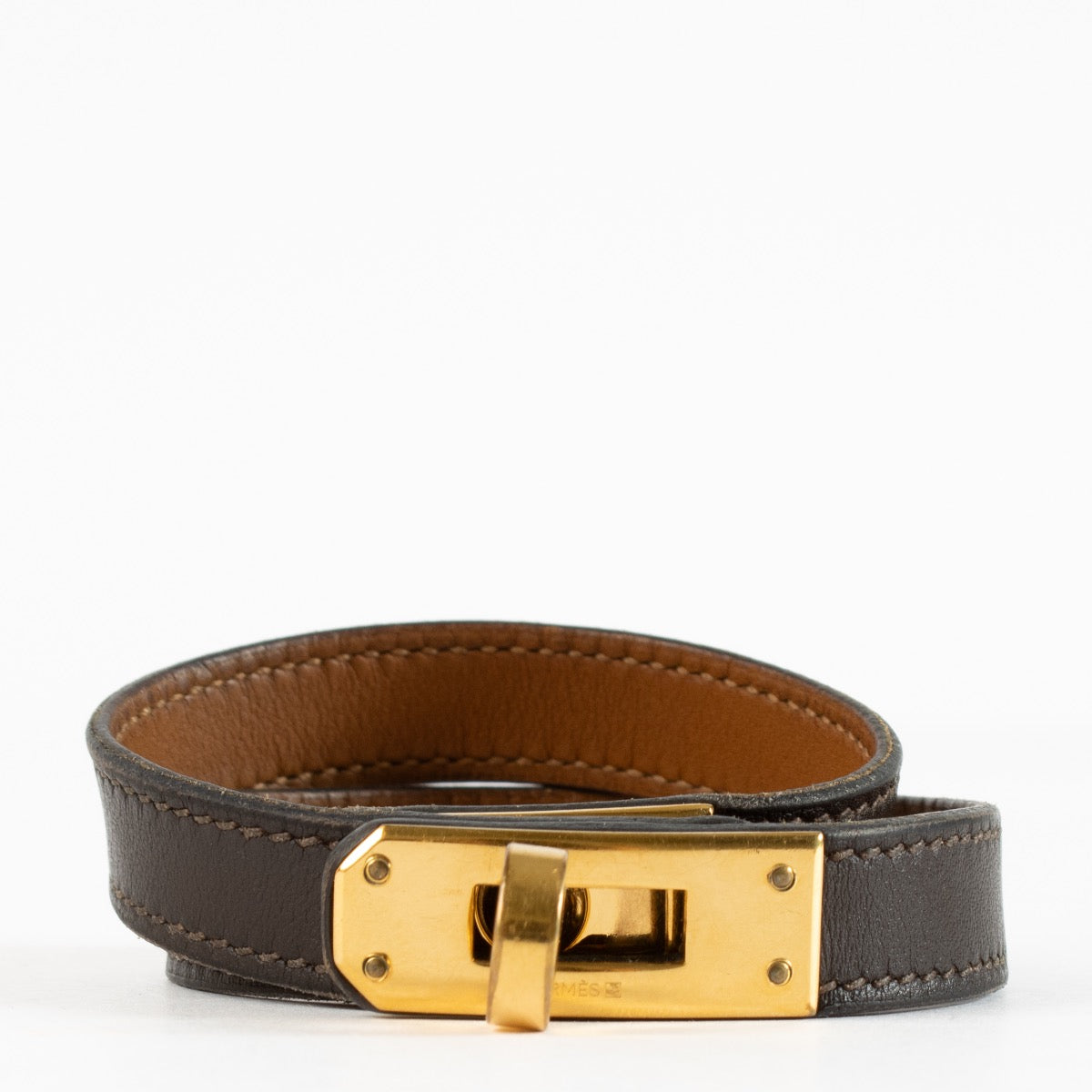 authentic preloved Hermès Kelly Brown Double Tour Bracelet on Labellov.com