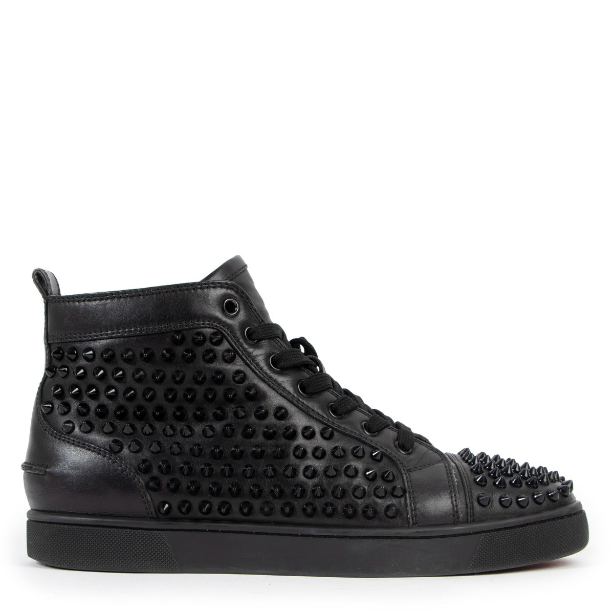 Christian Louboutin Black Louis Spikes High Top Sneakers