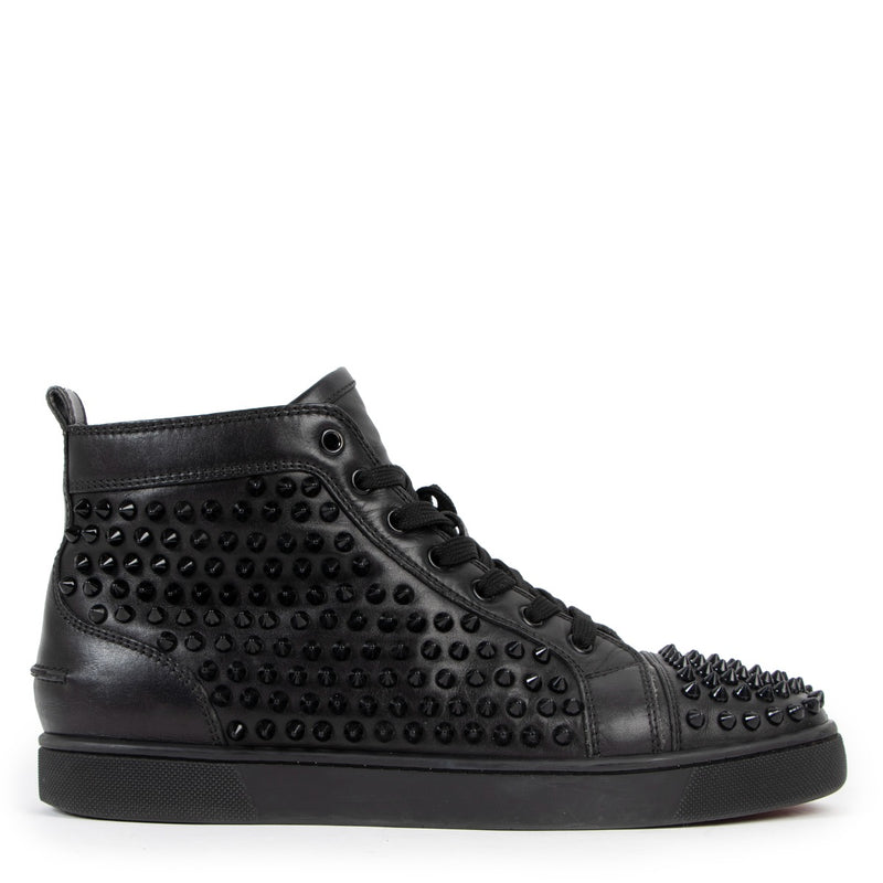 Christian Louboutin Black Louis Spikes High Top Sneakers