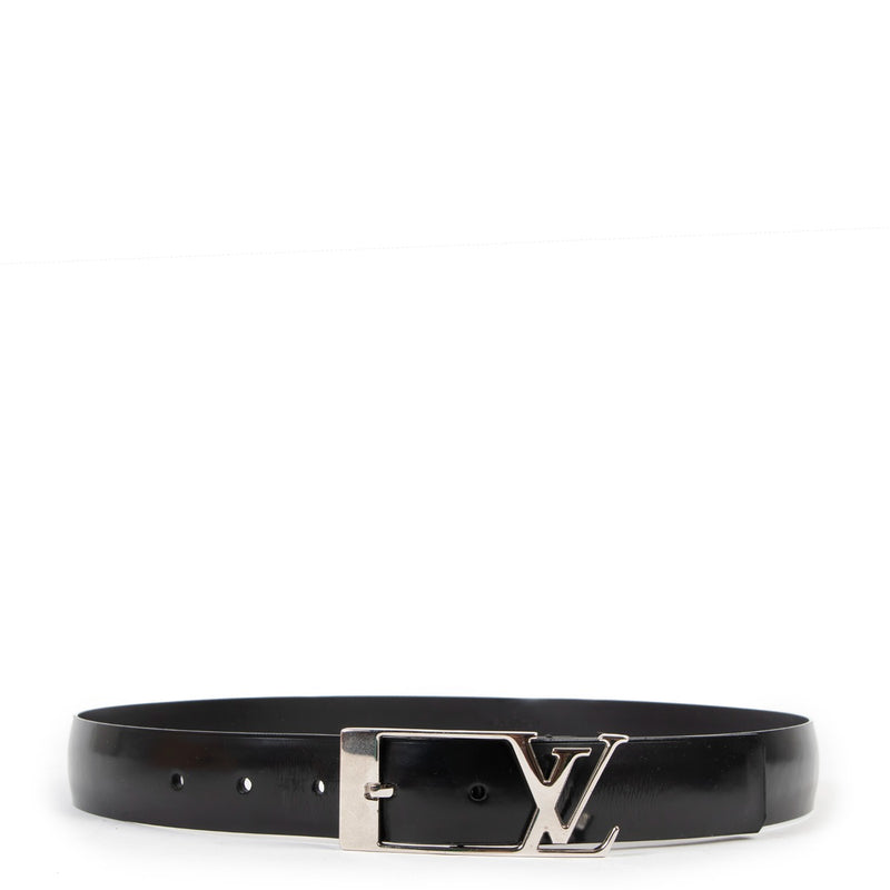 Louis Vuitton Black Glazed Leather Anagramme Belt
