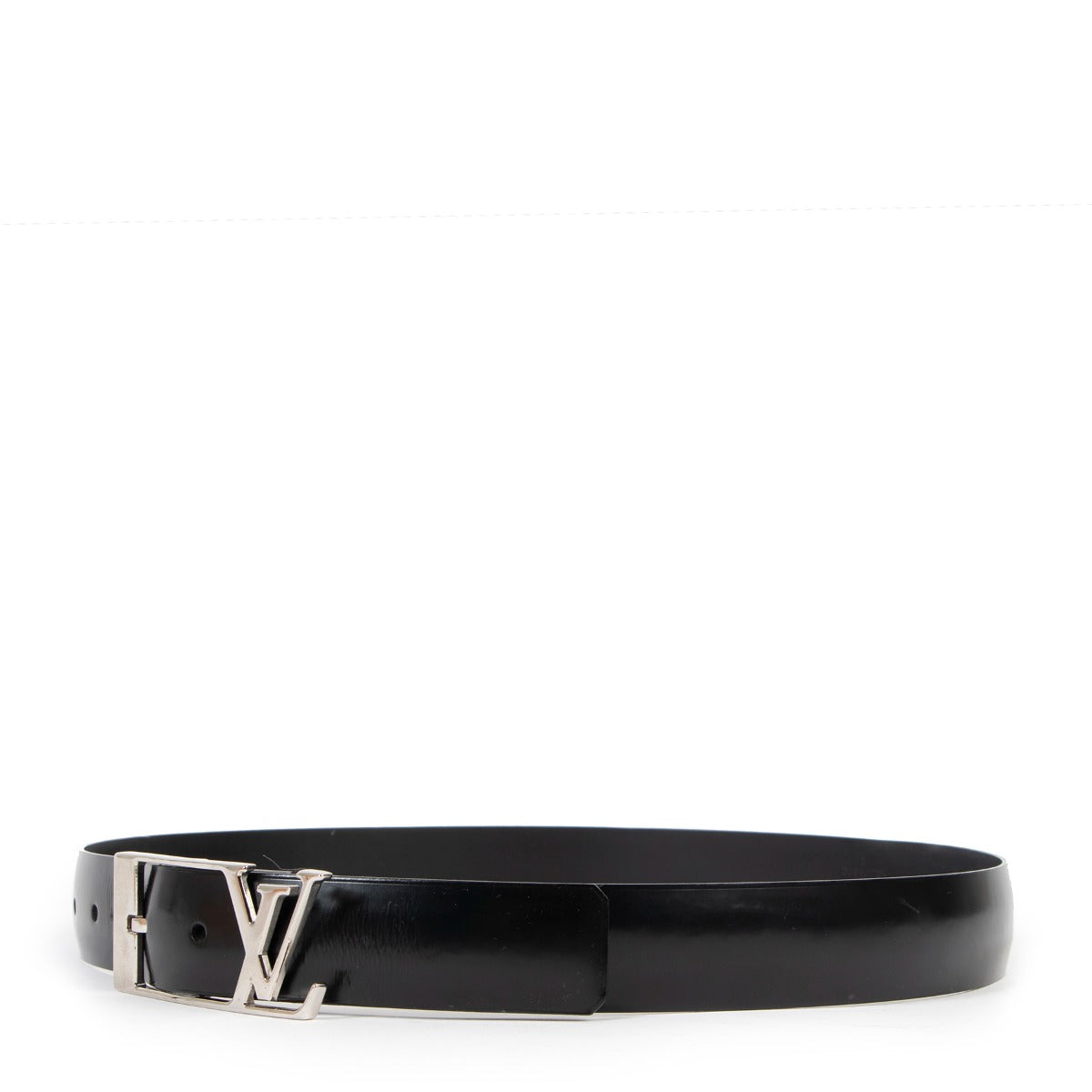 Louis Vuitton Black Glazed Leather Anagramme Belt