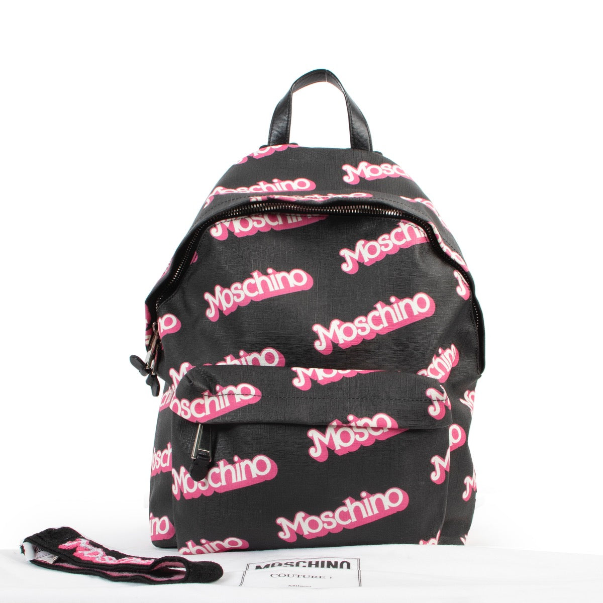 Shop safe online 100% authentic second hand Moschino Black Barbie Backpack at the right price at Labellov in Antwerp.