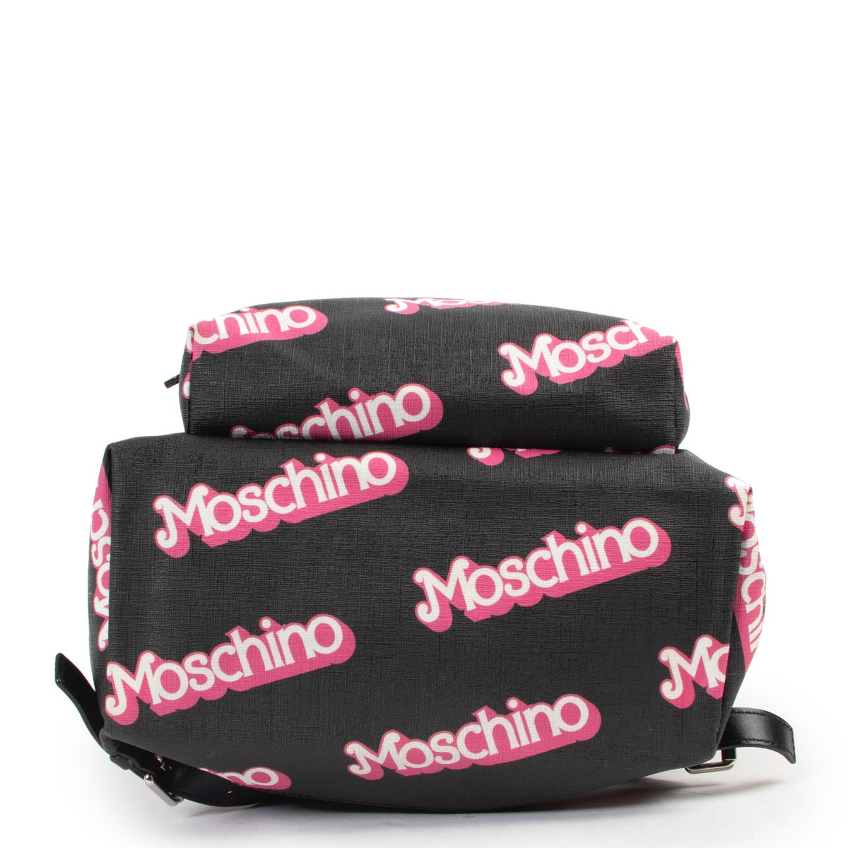 Shop safe online at Labellov in Antwerp this 100% authentic second hand Moschino Black Canvas Barbie Backpack