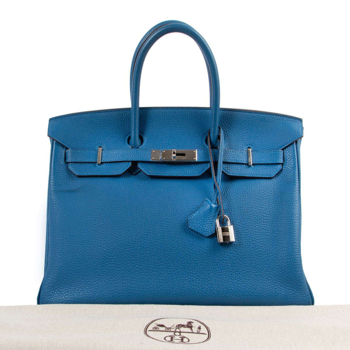 100 authentic Hermès Birkin 35 Mykonos Blue Togo Leather PHW worldwide shipping