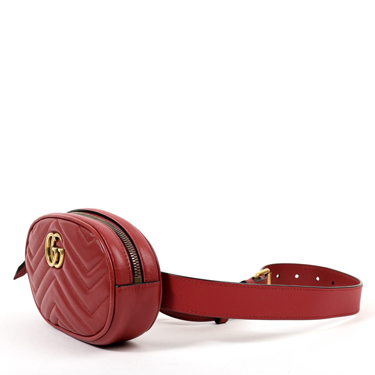 Gucci GG Marmont Red Matelassé Belt Bag