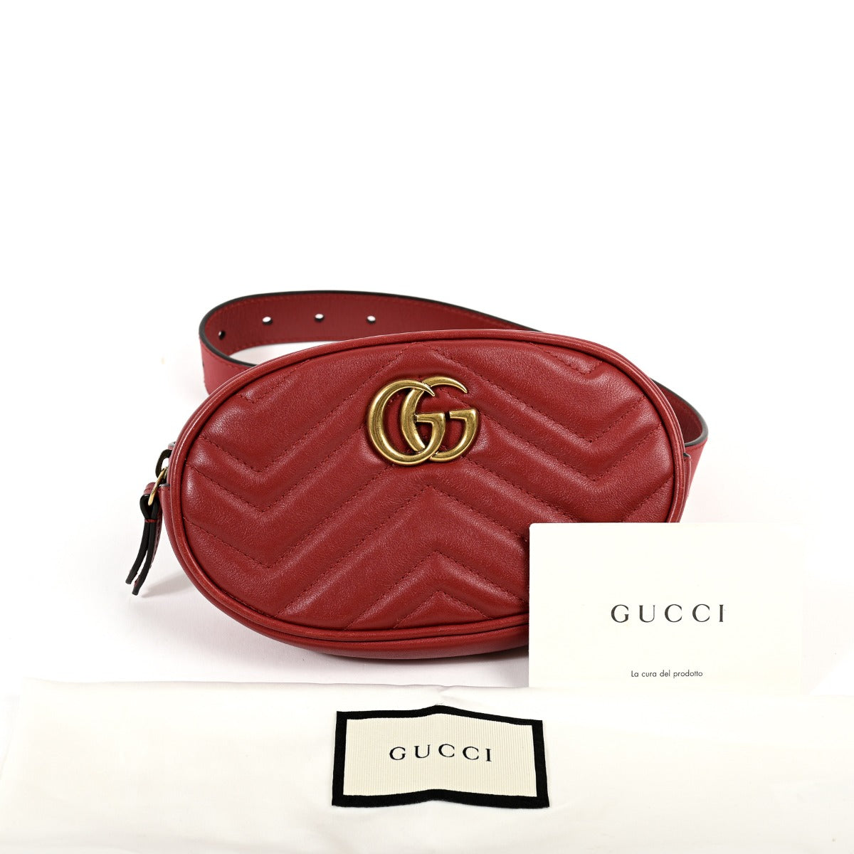 Gucci GG Marmont Red Matelassé Belt Bag