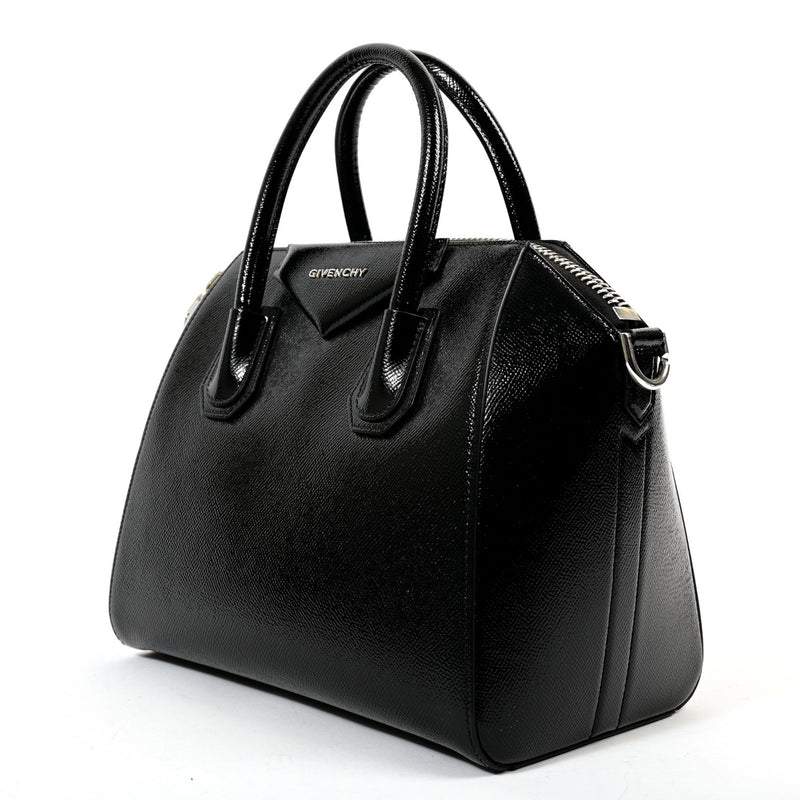 Givenchy Zwart Lakleren Kleine Antigona Tas Met Bovenhandvat