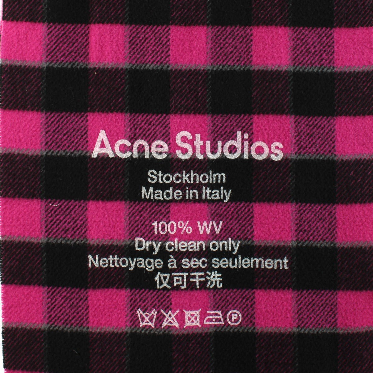 Acne Studios Pink Check Wool Cassiar Scarf