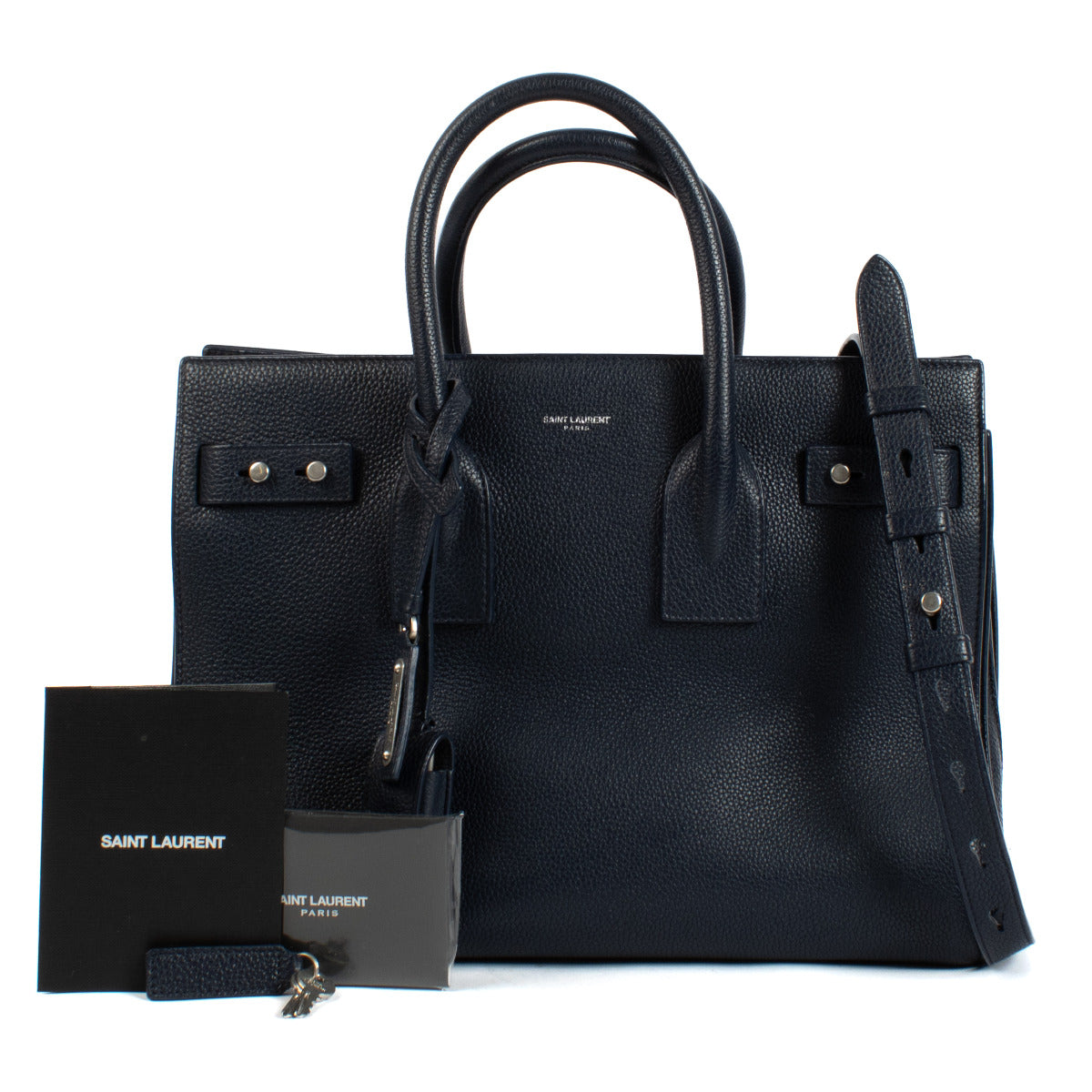 Saint Laurent Blue Supple Grained Leather Sac de Jour Small Bag