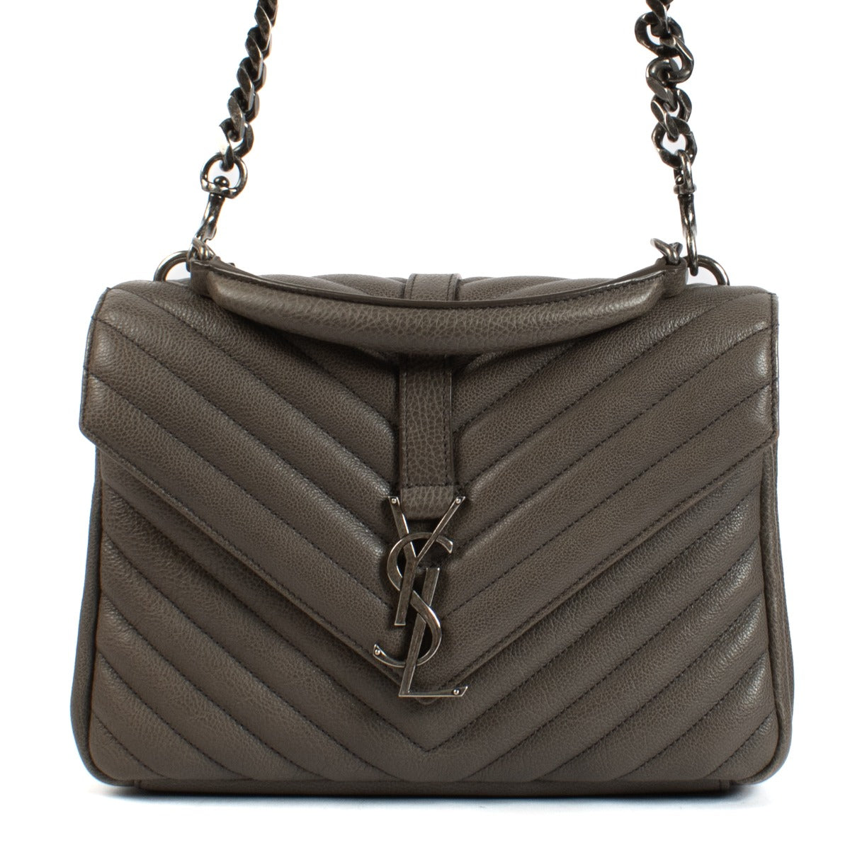 Shop 100% authentic secondhand Saint Laurent Grey Leather Medium College Bag on Labellov.com