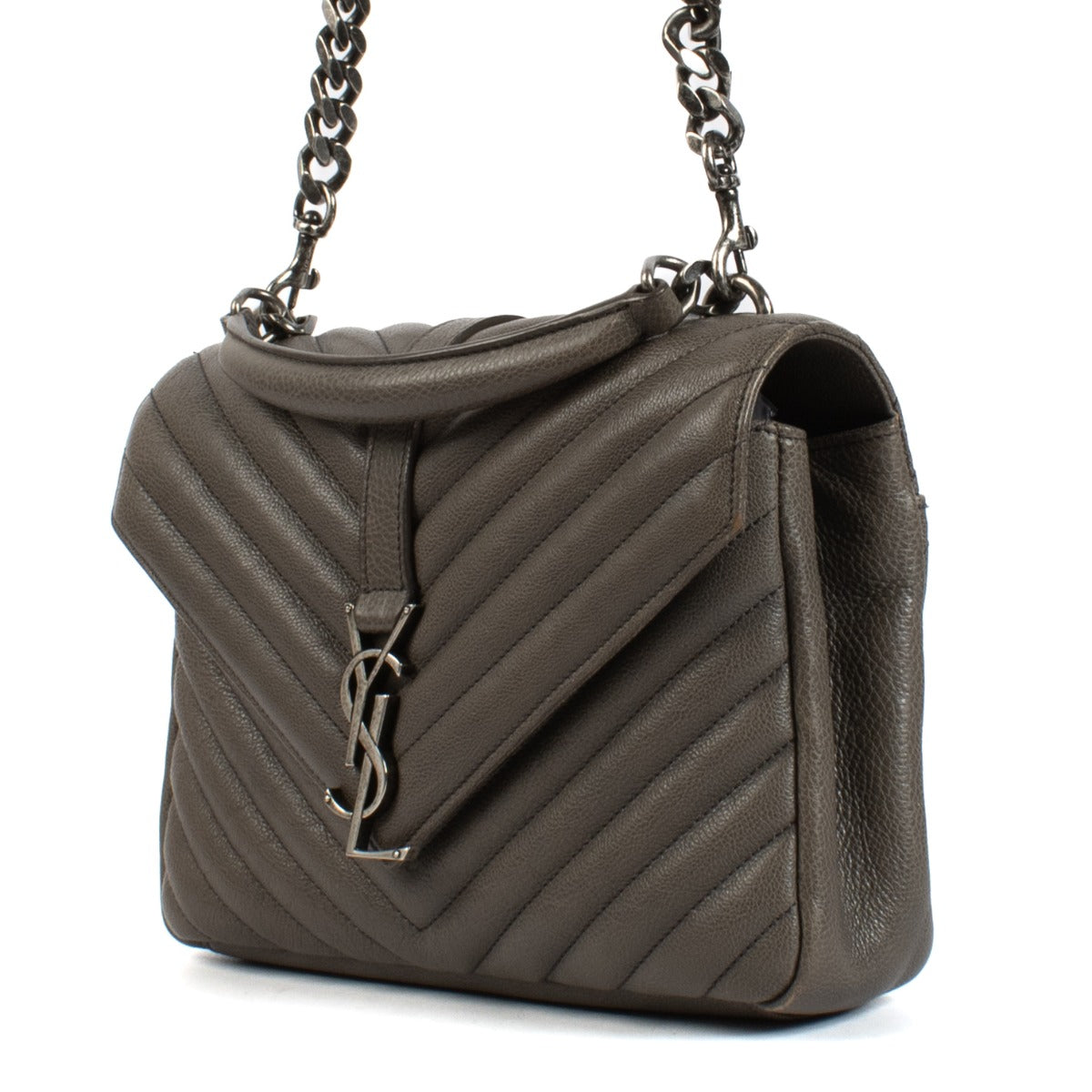 Shop 100% authentic secondhand Saint Laurent Grey Leather Medium College Bag on Labellov.com
