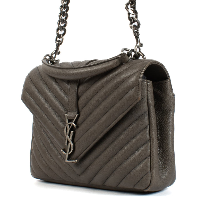 Shop 100% authentic secondhand Saint Laurent Grey Leather Medium College Bag on Labellov.com